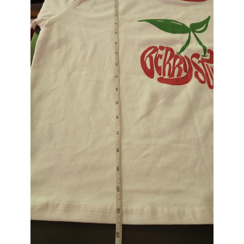 Nasty Gal Cherry Graphic Ringer Baby T-shirt White Red XL New Berry Sweet - Picture 5 of 9